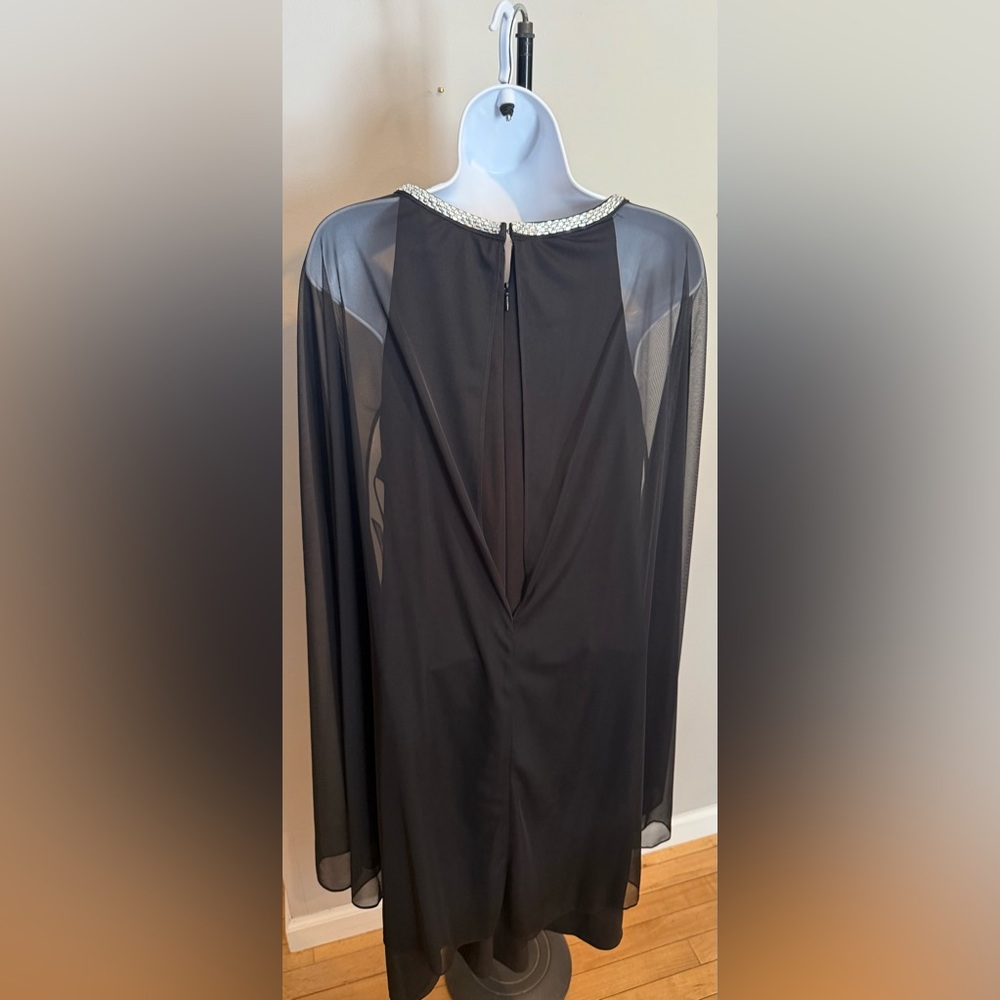 R&M Richards Black Bishop Sleeve Cocktail Gown - Picture 2 of 4